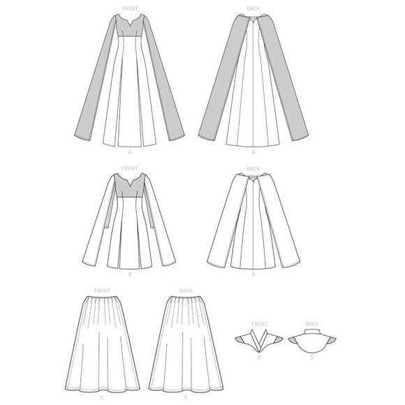 McCalls M7854 Misses 14 to 22 Medieval Costume Dress Cloak Uncut Sewing Pattern - Picture 8 of 9